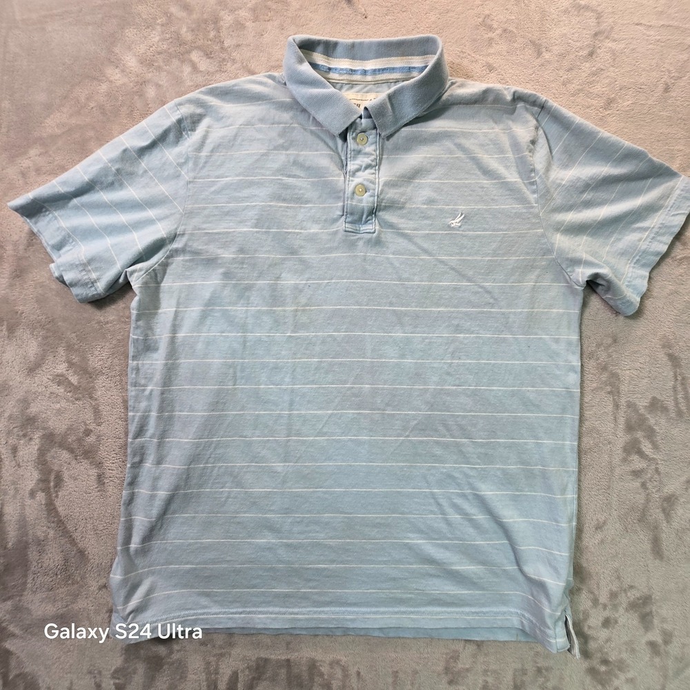 Urban Pipeline Polo Shirt Mens XL Blue Striped Cotton High Low Hem Golf Tennis